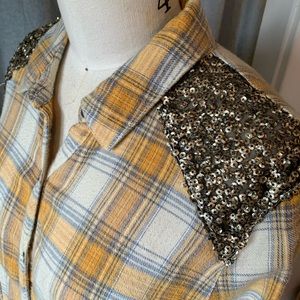 Free People sequined flannel shirt